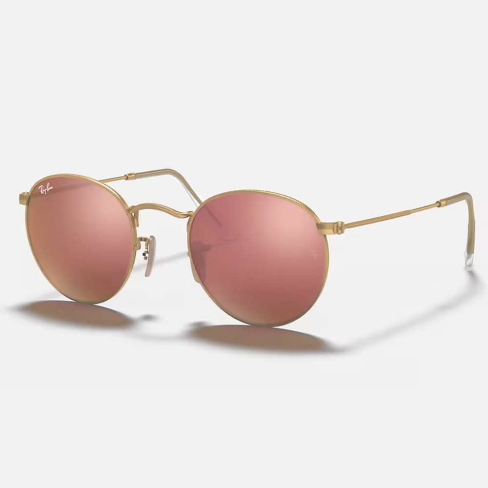 Ray-Ban Round Flash Lenses Matte Gold Frame/Copper Lenses